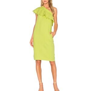 APIECE APART Mini Dress One Shoulder Ruffle Yellow Linen Blend